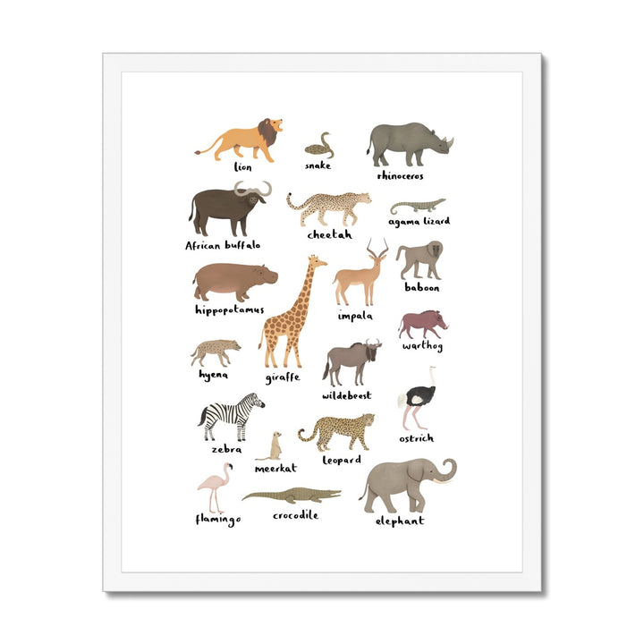 Safari animal chart / Framed Print