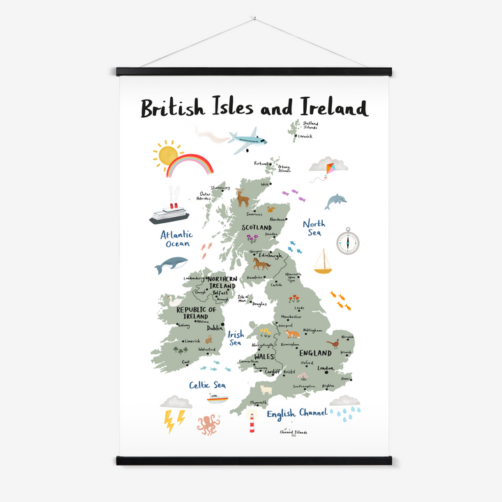 British Isles and Ireland in white / Print with Hanger